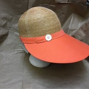 Flora Bella Women's Natural Paper Braid Fabric Brim Sun Outdoor Hat OS NWT.